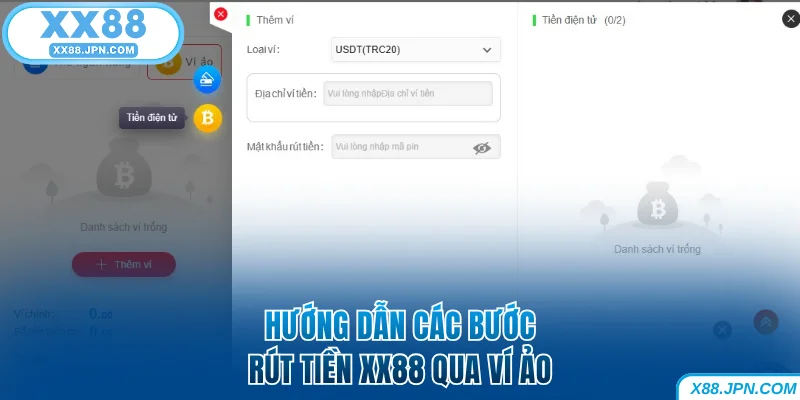 Rút Tiền XX88 - Hướng Dẫn Các Bước Giao Dịch Nhanh Chóng 15 Chọn loại ví và thêm địa chỉ ví rút tiền XX88