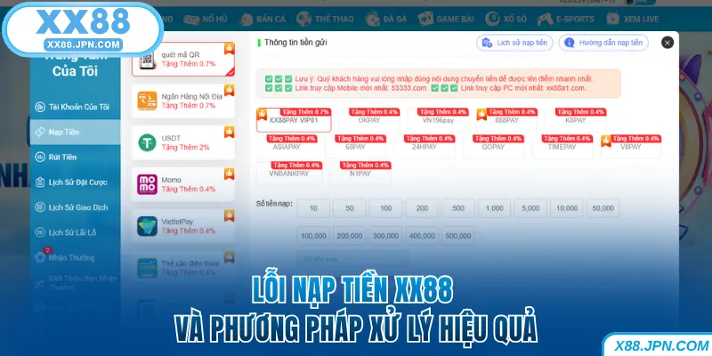 Nạp Tiền XX88 Nhanh Và An Toàn 100% Dành Cho Người Mới 21 Lỗi nạp tiền XX88 và phương pháp xử lý hiệu quả